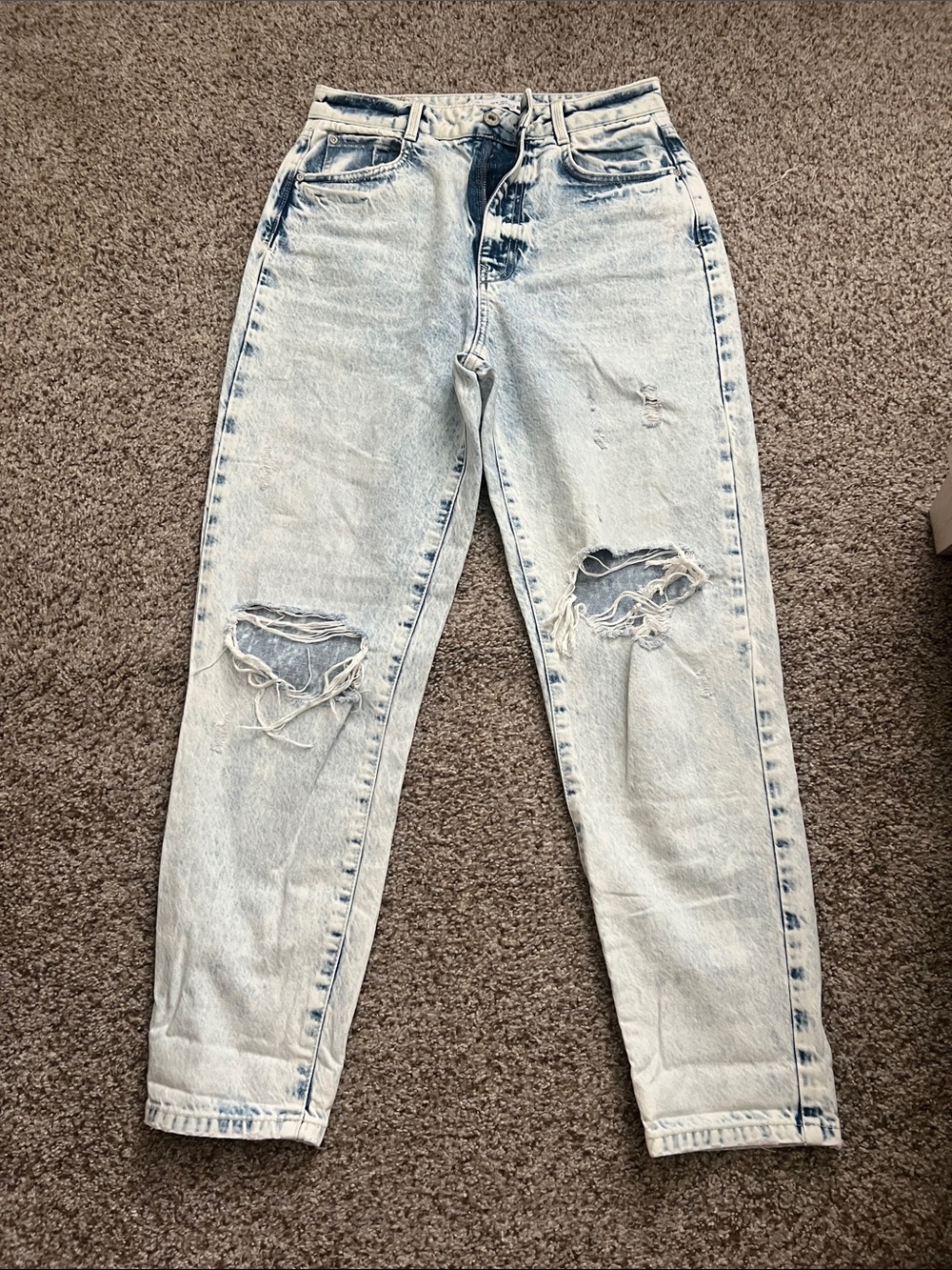 Zara Light Blue Distressed Boyfriend Jeans